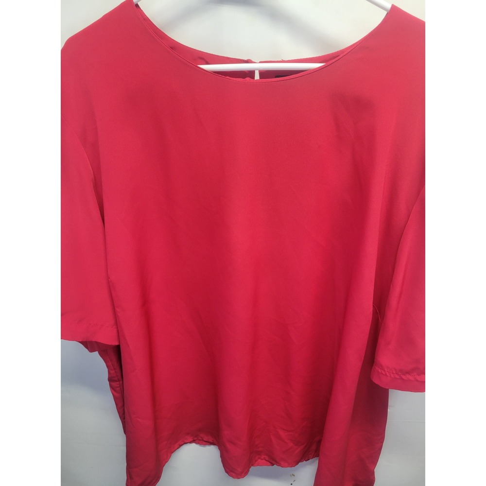 Vtg Maggie Barnes Red Short Sleeve Blouse Plus Size 4X Scoop Neck